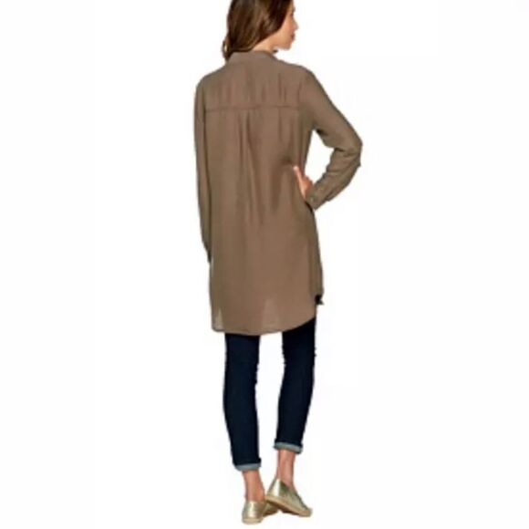 Du Jour Long Sleeves Lace Front Tencel Denim Tunic - Picture 4 of 11